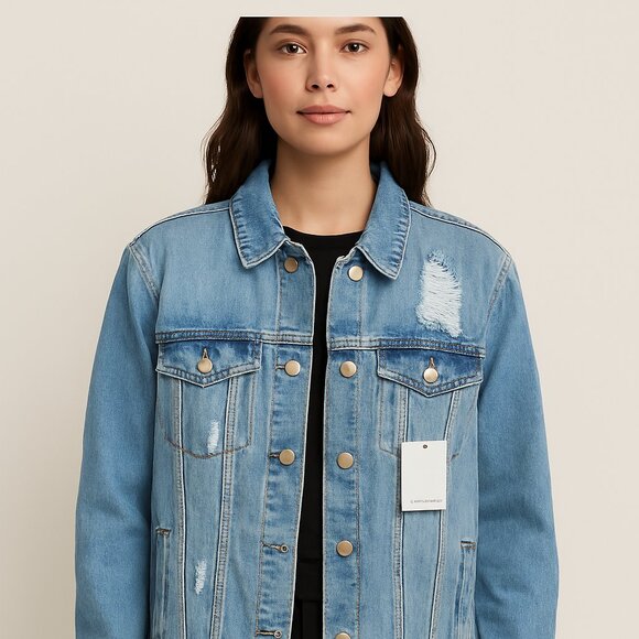 Premier Designs Jackets & Blazers - Urban Cool: Distressed Blue Jean Jacket with a Twist